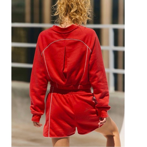 NWT Free People x FP Movement Seeing Double Shorts Set in Red Berry - Picture 4 of 16